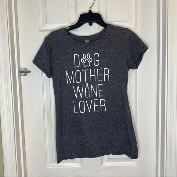 Dog Mother Wine Lover Gray Tee Size Medium - Picture 1 of 9
